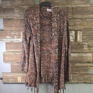 Le Moda Women's Multicolor Knit Sweater with fringed detail, Plus Size 2X
